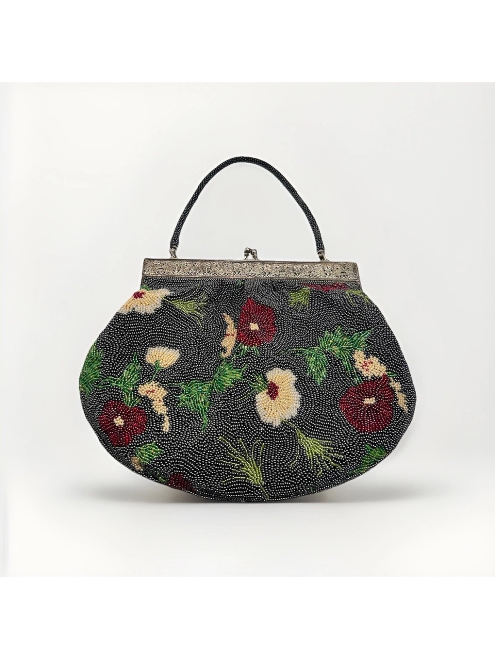Vintage Korean Floral Intricately Beaded Hand Bag / Tote / Purse, 1 of 1